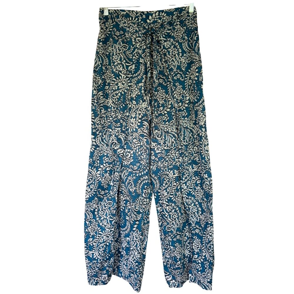 Zara Bohemian Paisley Printed Pareo Pants With Tie Waist For Women Size S